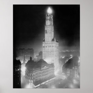 Affiche Gratte-ciel la nuit, 1920. Photo vintage