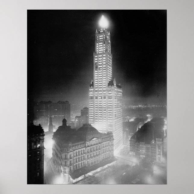 Affiche Gratte-ciel la nuit, 1920. Photo vintage (Devant)