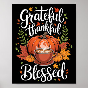 Affiche Gratuit Merci Bienheureux Café Citrouille Chute qu