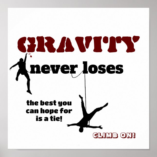 Affiche Gravity Never Loses - Rock Escalade Design (Devant)