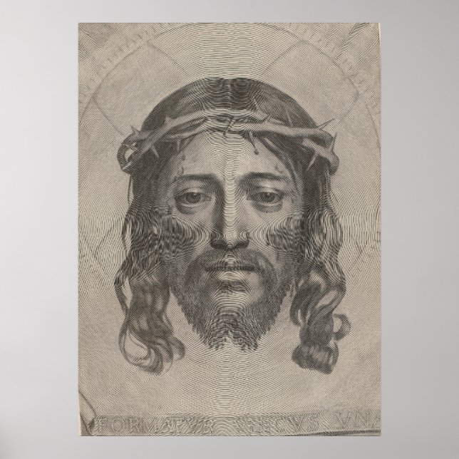 Affiche Gravure du visage du Christ de Claude Mellan en 16 (Devant)