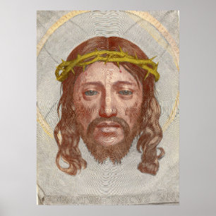 Affiche Gravure du visage du Christ de Claude Mellan en 16
