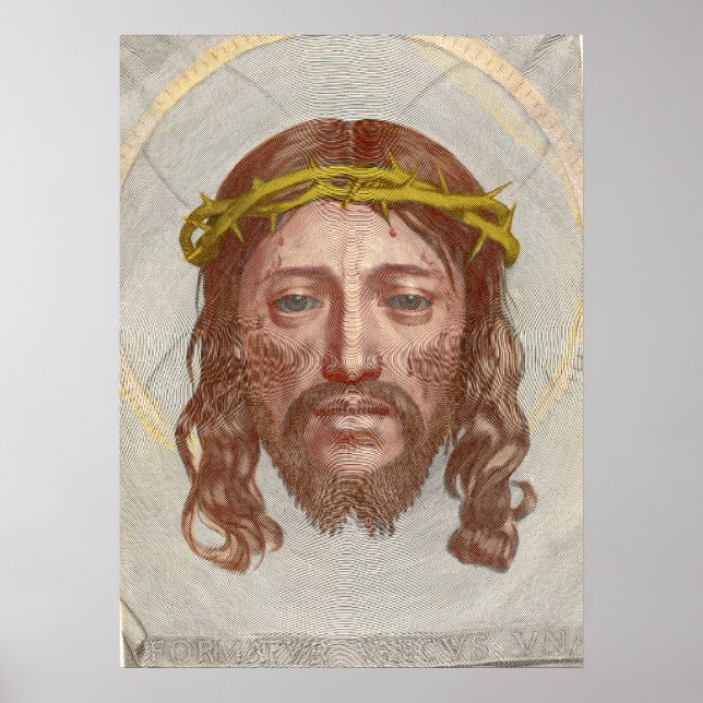 Affiche Gravure du visage du Christ de Claude Mellan en 16 (Devant)