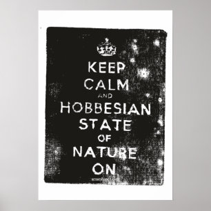 Affiche Gravure sur bois de Hobbes, Garder son calme état 