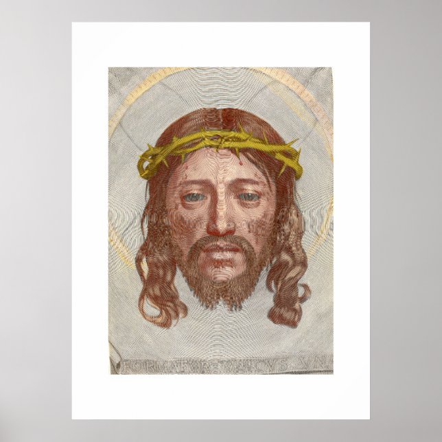 Affiche Gravure sur cuivre du visage du Christ de Claude M (Devant)