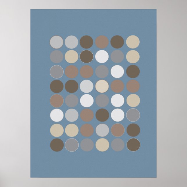 Affiche Gray & Brown Circles w/Slate Blue Pattern Modern (Devant)