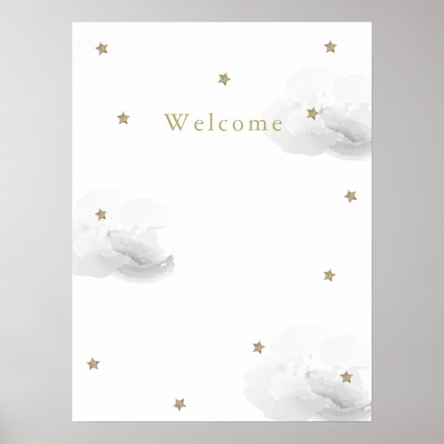 Affiche Gray Clouds & Gold Stars Welcome (Devant)
