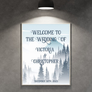 Affiche Gray Mountain Fog Forest Wilderness Mariage d'hive