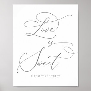 Affiche Gray Silver Minimalist Love is Sweet Dessert Bar