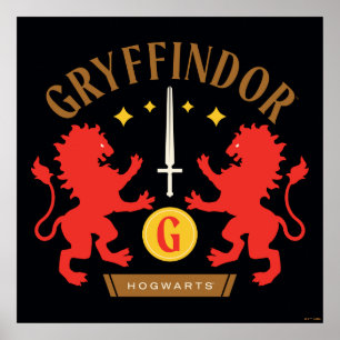Affiche GRAYFFINDOR™ Maison double Lion épée graphique