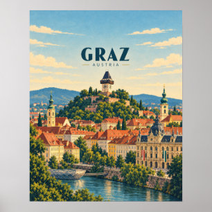 Affiche Graz Autriche Art de Voyage Rétro