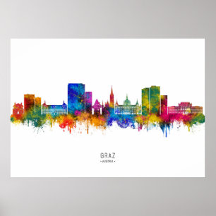 Affiche Graz Autriche Skyline