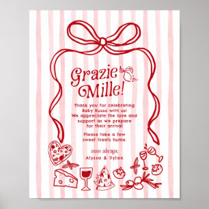 Affiche Grazie Mille Citrons Italiens Fantaisistes Baby Sh