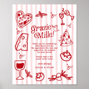 Affiche Grazie Mille Citrons Italiens Fantaisistes Baby Sh