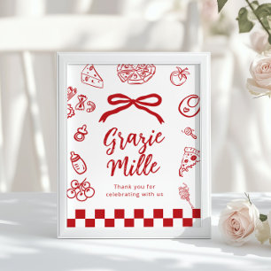 Affiche Grazie Mille Merci d'être venu Pizza Capriceuse