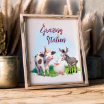 Affiche Grazing Station Farm Animals Birthday Party<br><div class="desc">Make your child's birthday party a hit with our "Grazing Station" sign! This adorable sign will make your grazing station stand out and add a fun touch to the party. The sign is perfect for showcasing your delicious and healthy snack options for kids. Whether you want to create a homemade...</div>