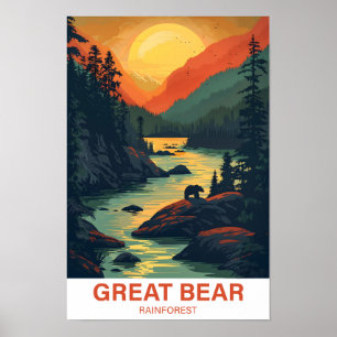 Affiche Great Bear Rainforest Canada Illustration Voyage