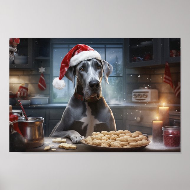 Affiche Great Dane Christmas Cookies Festive Holiday (Devant)