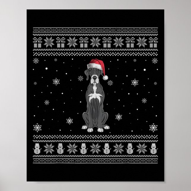Affiche Great Dane Dog Lovers Men Women Santa Ugly Xmas Sw (Devant)