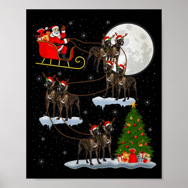 Affiche Great Dane Dog Santa Sleigh Flying Funny Magical C (Devant)
