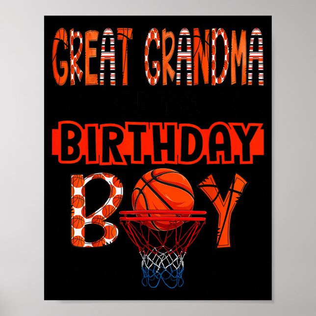 Affiche Great Grandma Of The Birthday Boy Basketball Party (Devant)