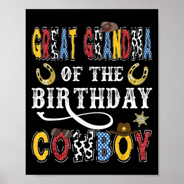 Affiche Great Grandma Of The Birthday Cowboy Western Rodeo (Devant)