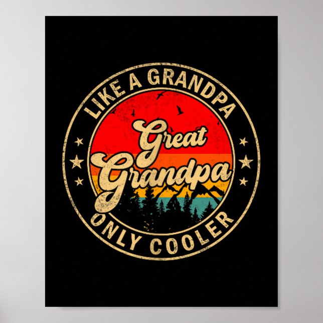 Affiche Great Grandpa Like A Grandpa Only Cooler Retro For (Devant)