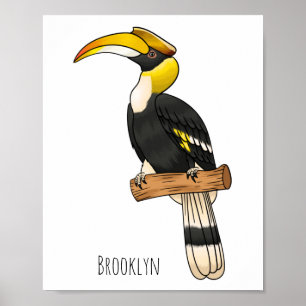 Affiche Great hornbill bird cartoon illustration 