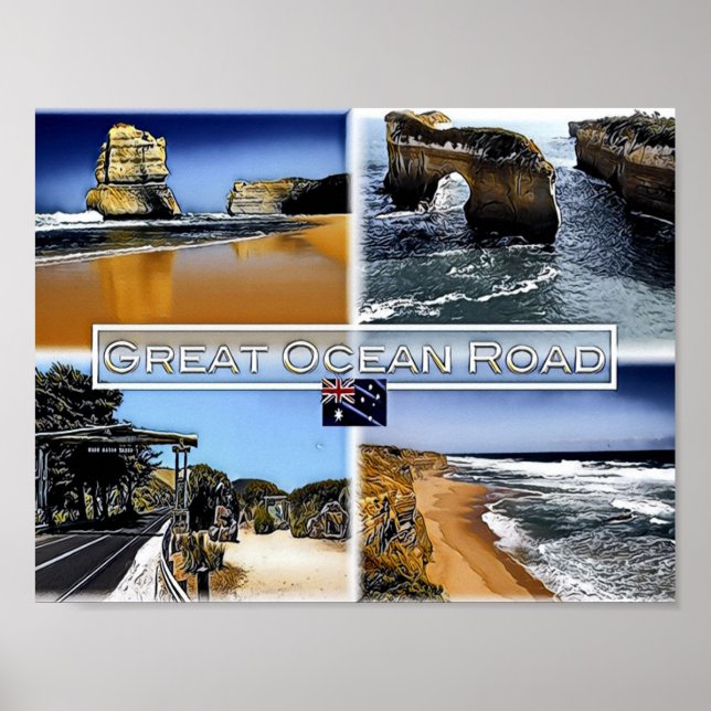 Affiche Great Ocean Road - Australie - Mosaic - (Devant)