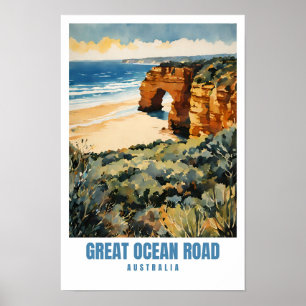 Affiche Great Ocean Road Australie Retro Travel Art P