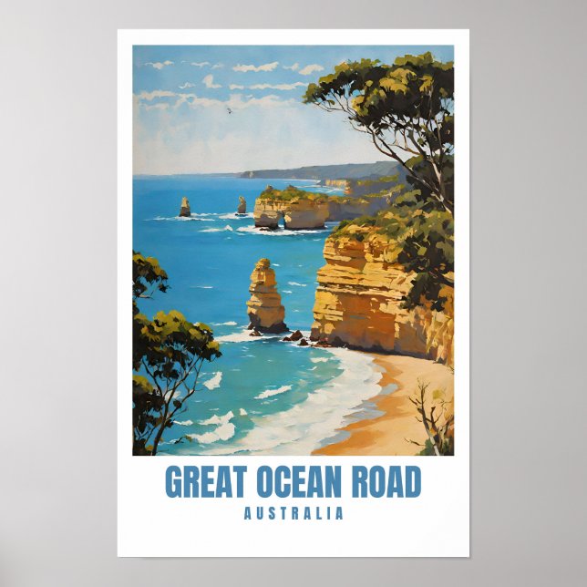 Affiche Great Ocean Road Australie Vintage (Devant)