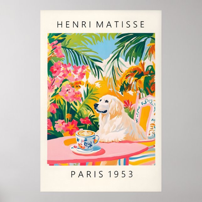 Affiche Great Pyrenees Dog Art Print, Matisse Style, Funny (Devant)