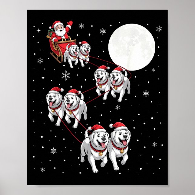 Affiche Great Pyrenees Dog Xmas Pajama Matching Santa Clau (Devant)
