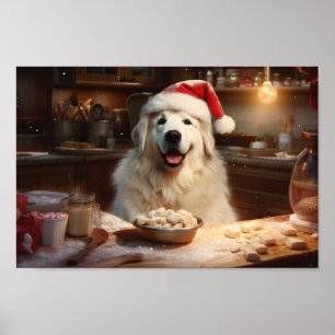 Affiche Great Pyrenees Noël Cookies Festive Vacances
