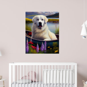 Affiche Great Pyrenees on a Paddle: A Scenic Adventure