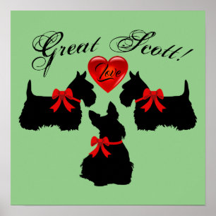 Affiche "Great Scott !", Scottish Terrier / coeur d'amour 