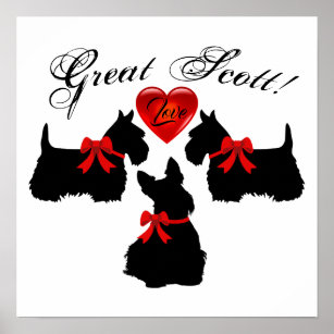 Affiche "Great Scott !", Scottish Terrier / coeur d'amour 