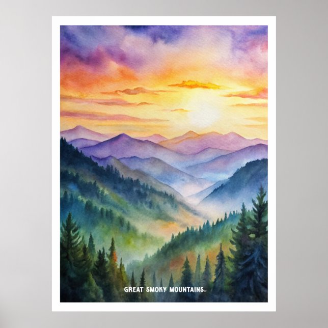 Affiche Great Smoky Mountains National Park Aquarelle (Devant)