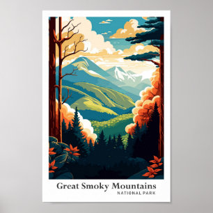 Affiche Great Smoky Mountains Portrait Vintage voyage