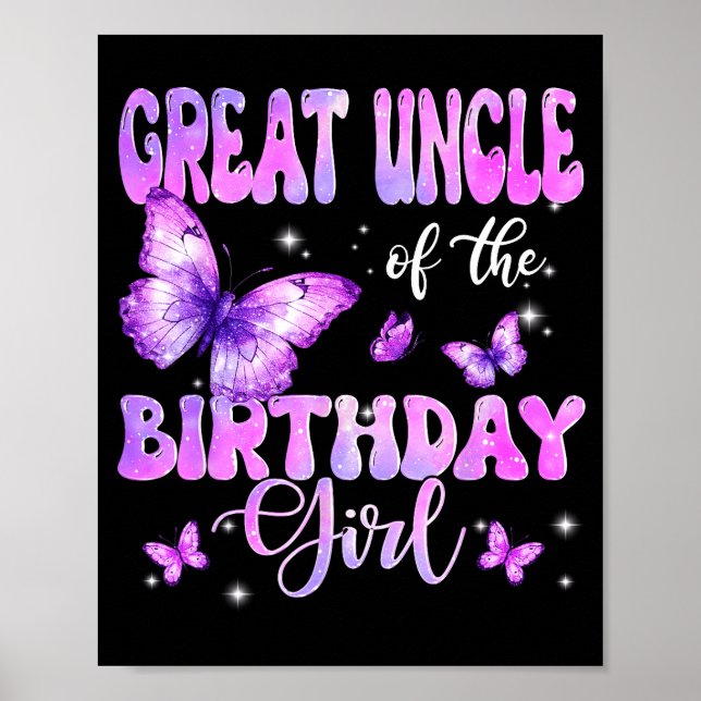 Affiche Great Uncle Of The Birthday Girl Butterfly Family  (Devant)