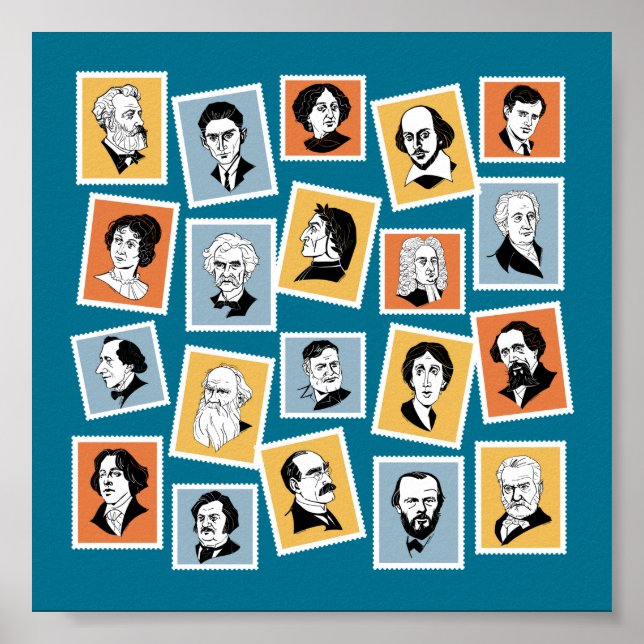 Affiche Great writers, poets and playwrights on stamps-1 (Devant)