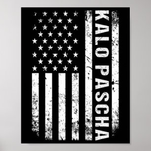 Affiche Grec Pâques Kalo Pascha Retro Us Drapeau Amérique 