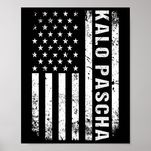 Affiche Grec Pâques Kalo Pascha Retro Us Drapeau Amérique  (Devant)