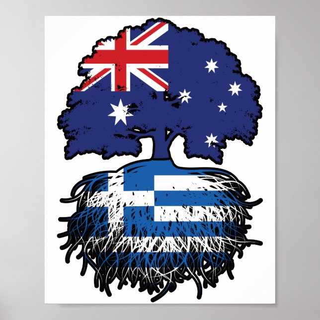 Affiche Grèce Australian Australie drapeau des racines de  (Devant)
