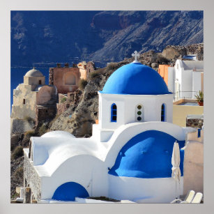 Affiche Grèce bleue. Santorin, Oia
