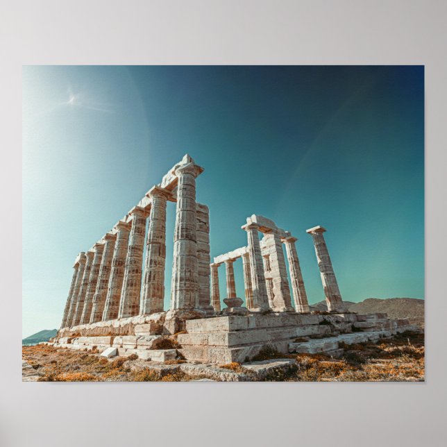 Affiche Grèce. Cap Sounion - Ruines d'un temple antique (Devant)