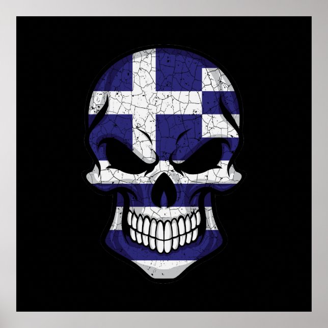Affiche Grèce Drapeau crâne souriant (Devant)
