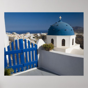 Affiche Grèce et île grecque de Santorin depuis