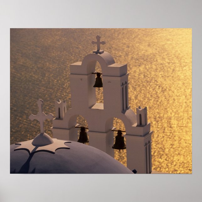 Affiche Grèce, îles Cyclades, Santorin, Thira, (Devant)