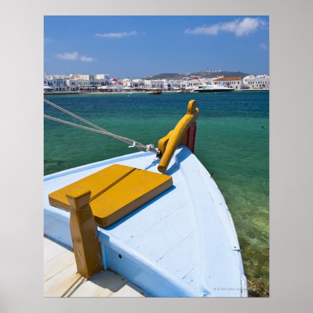 Affiche Grèce, Iles des Cyclades, Mykonos, Bateau de pêche (Devant)